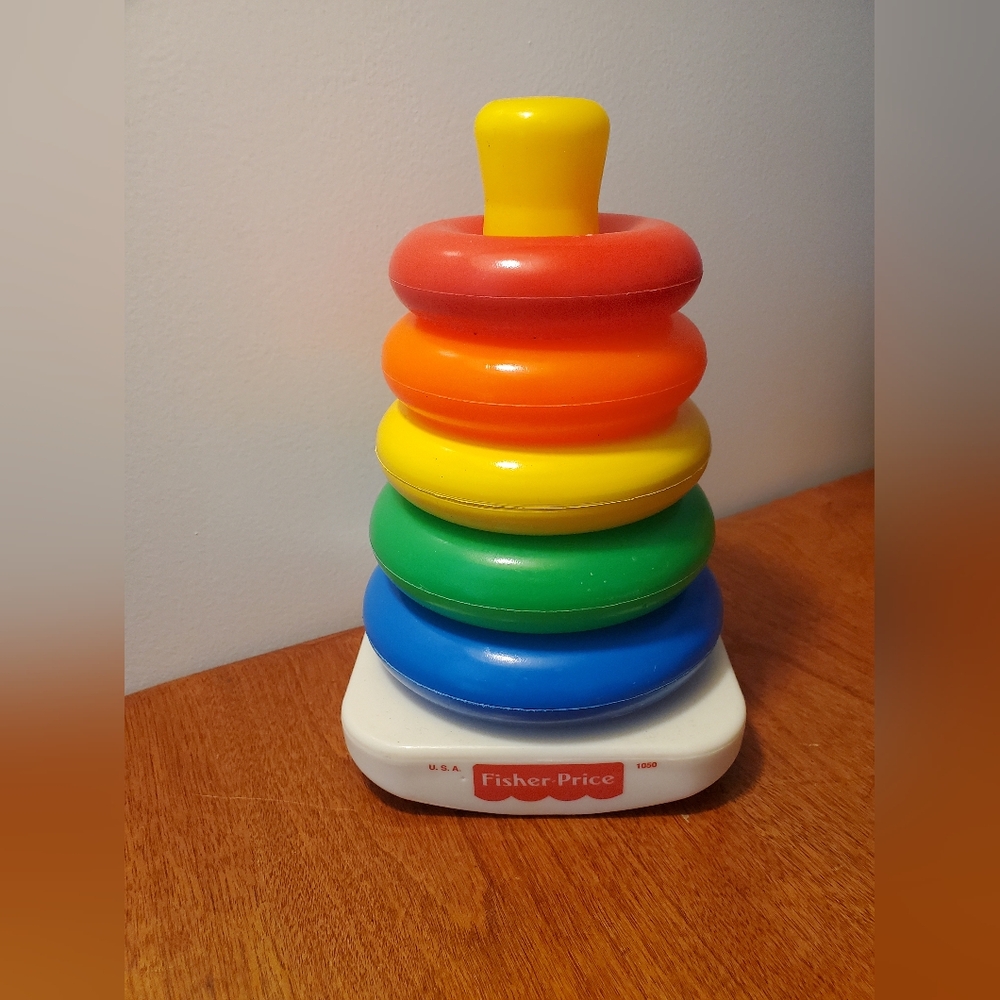 Vintage Fisher Price Stacking Toy Rainbow Toddler Baby Toy nursery decor